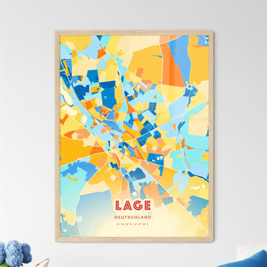 Colorful LAGE GERMANY Fine Art Map Blue Orange