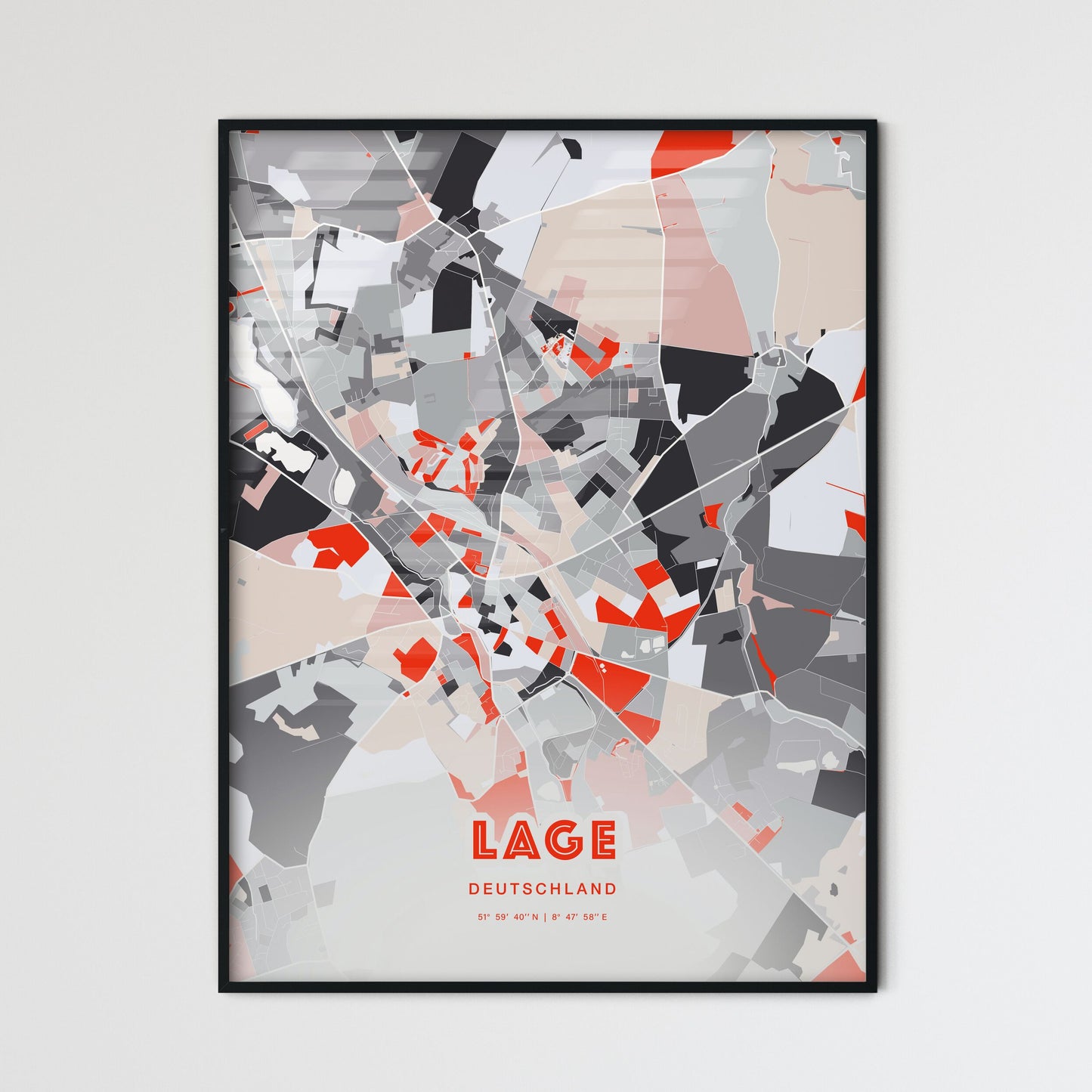 Colorful LAGE GERMANY Fine Art Map Modern