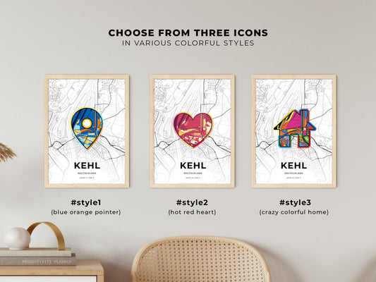 Kehl Germany maps with colorful icons