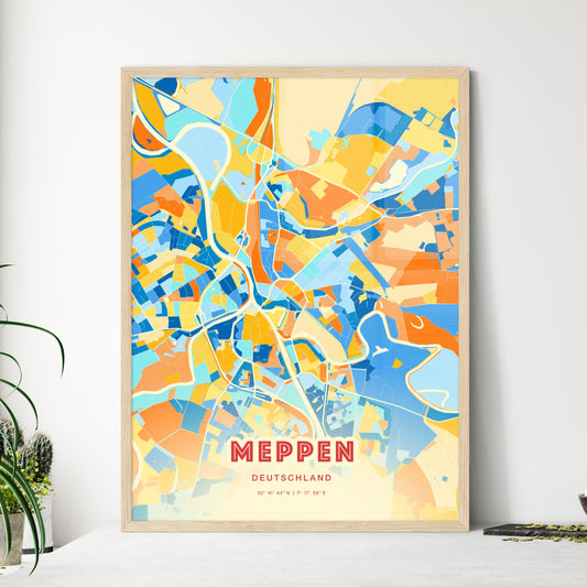 Colorful MEPPEN GERMANY Fine Art Map Blue Orange