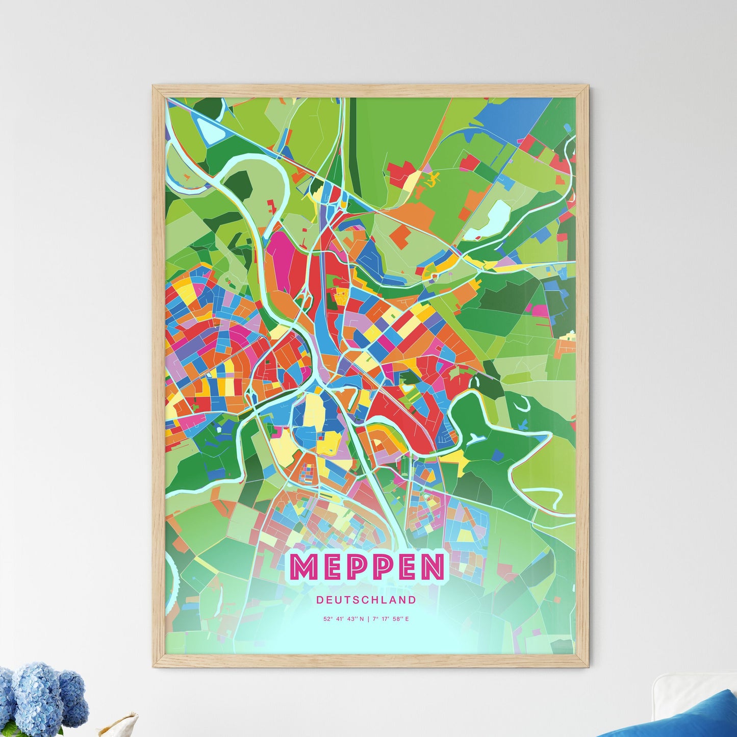 Colorful MEPPEN GERMANY Fine Art Map Crazy Colors
