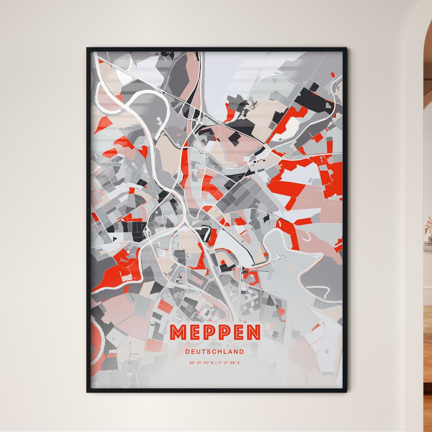 Colorful MEPPEN GERMANY Fine Art Map Modern