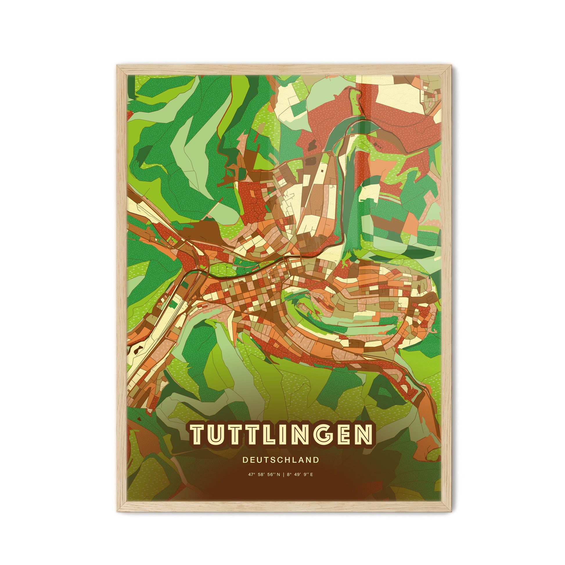 Colorful TUTTLINGEN GERMANY Fine Art Map Farmhouse