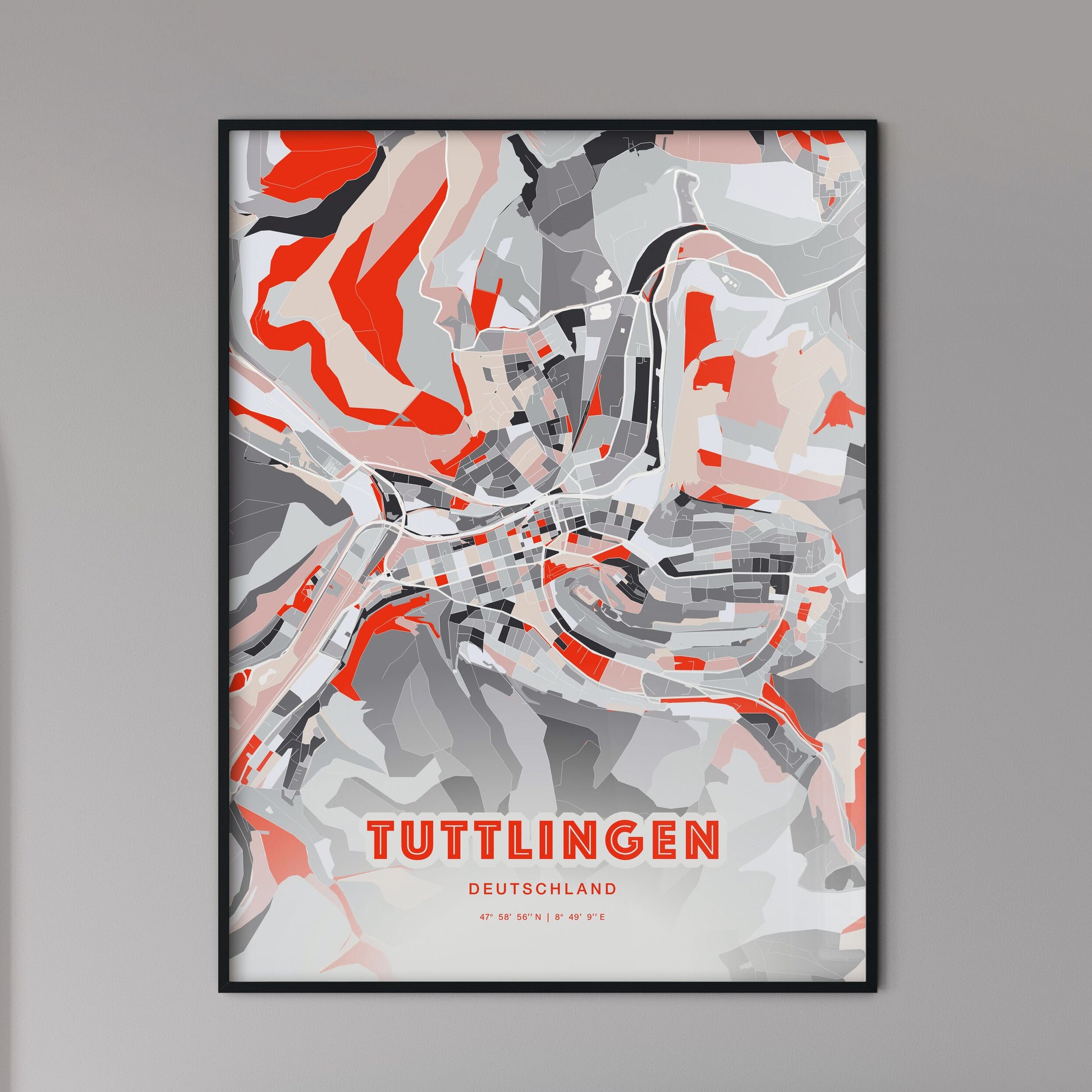 Colorful TUTTLINGEN GERMANY Fine Art Map Modern