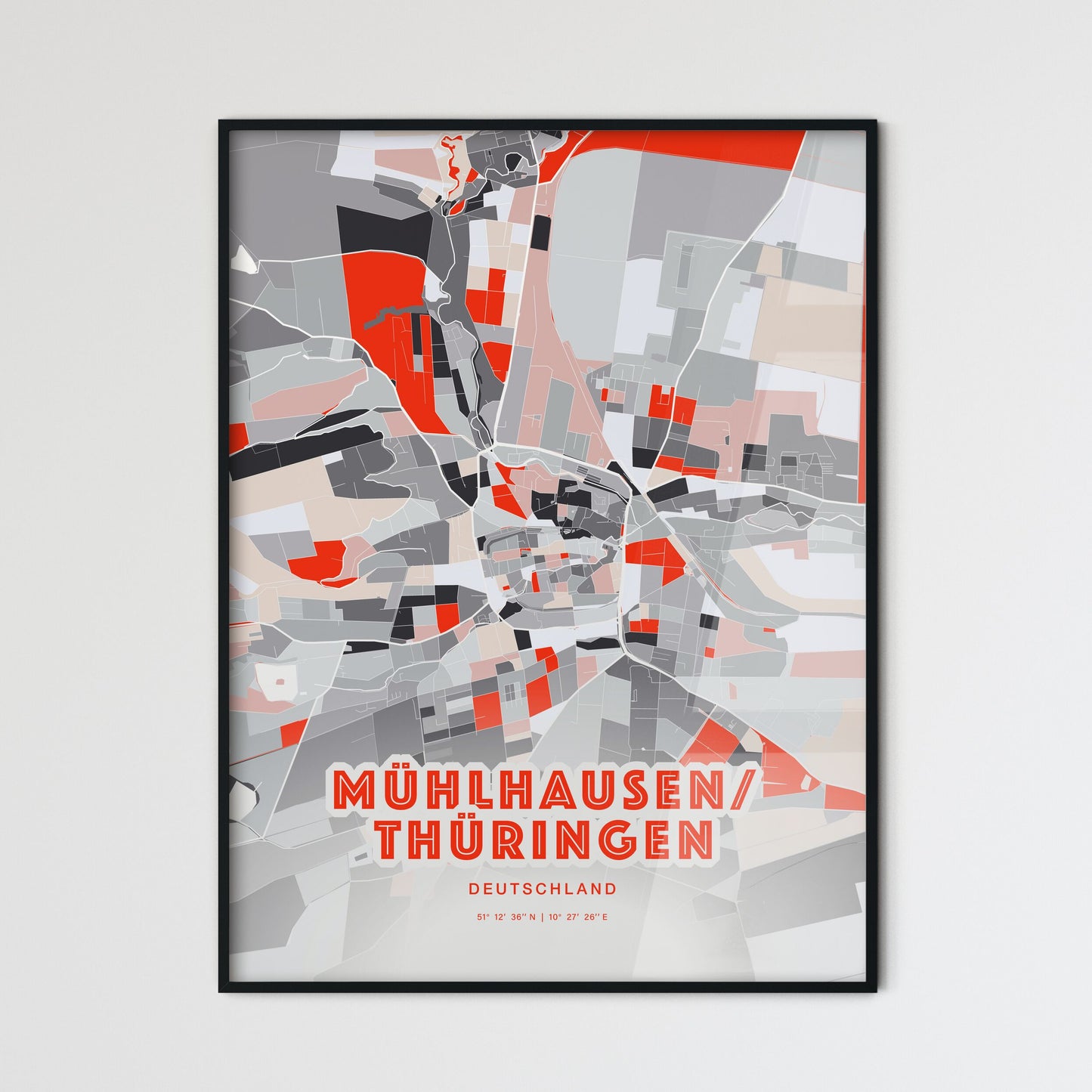 Colorful MUHLHAUSEN/THURINGIA GERMANY Fine Art Map Modern