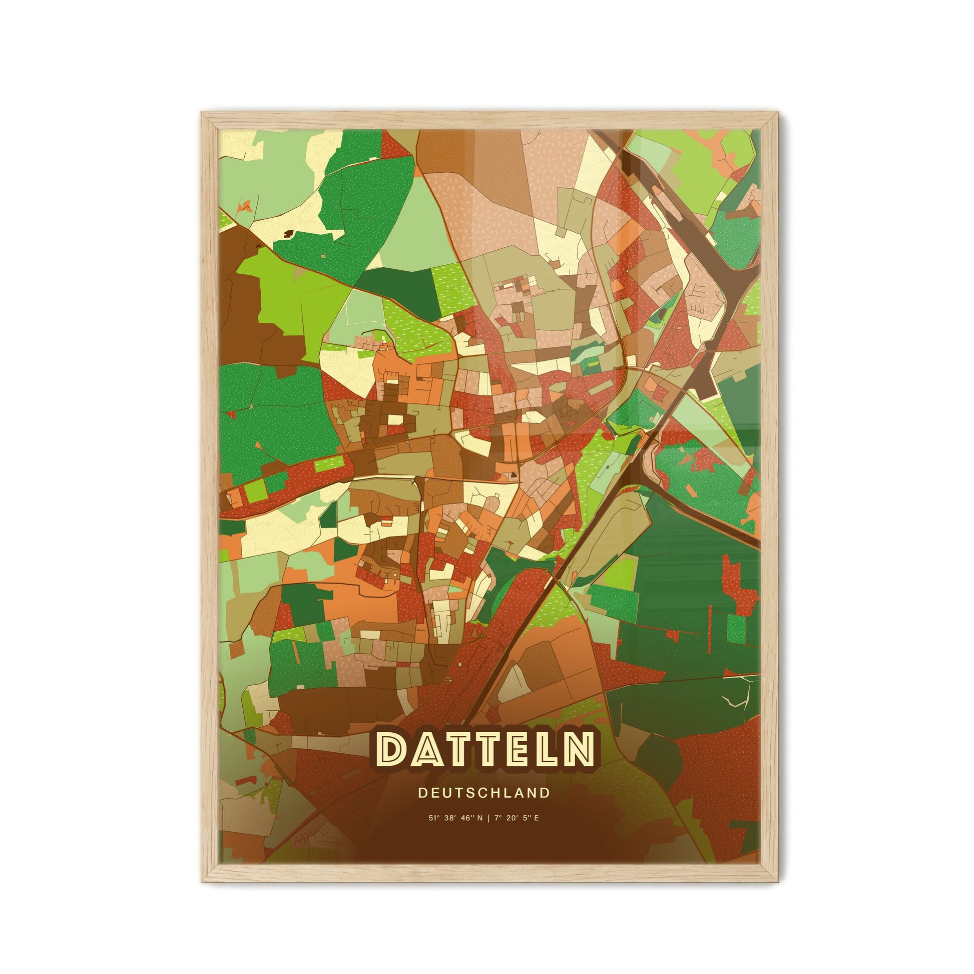 Colorful DATTELN GERMANY Fine Art Map Farmhouse