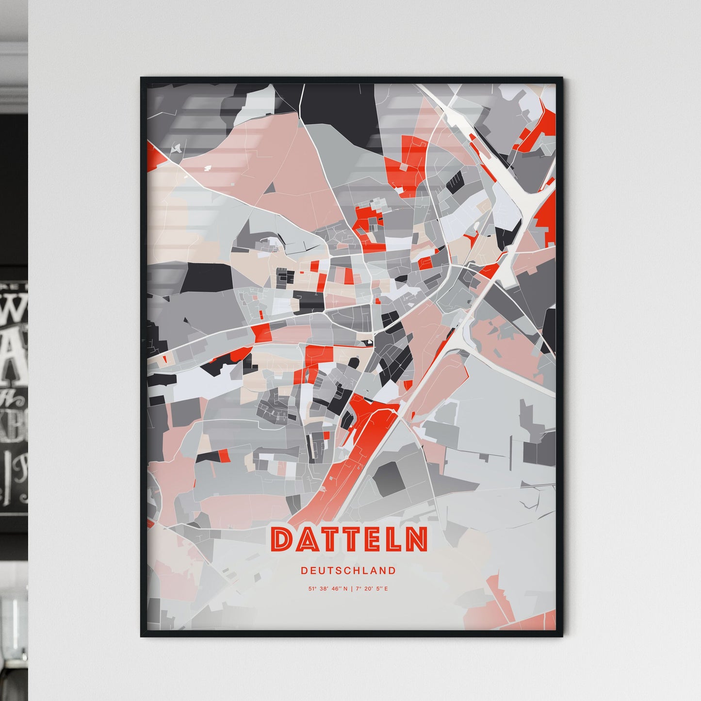 Colorful DATTELN GERMANY Fine Art Map Modern