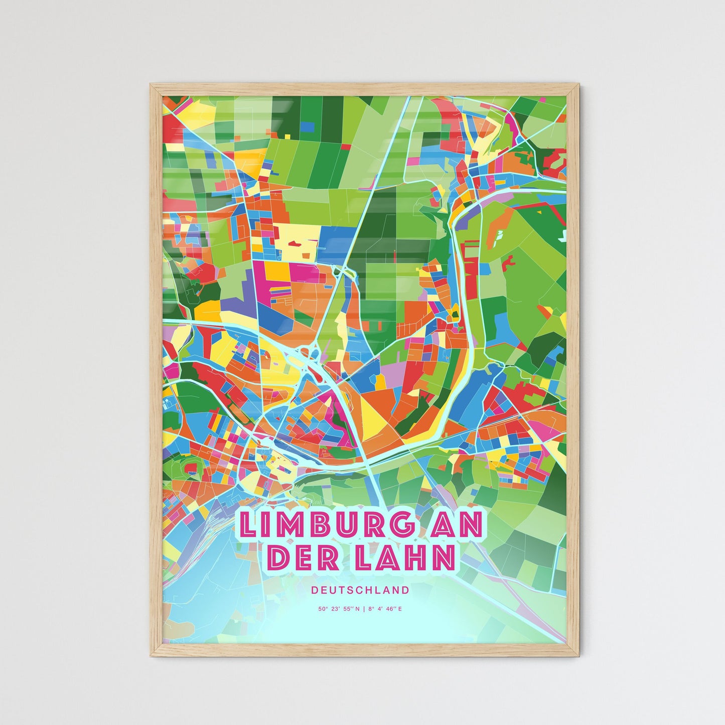 Colorful LIMBURG AN DER LAHN GERMANY Fine Art Map Crazy Colors