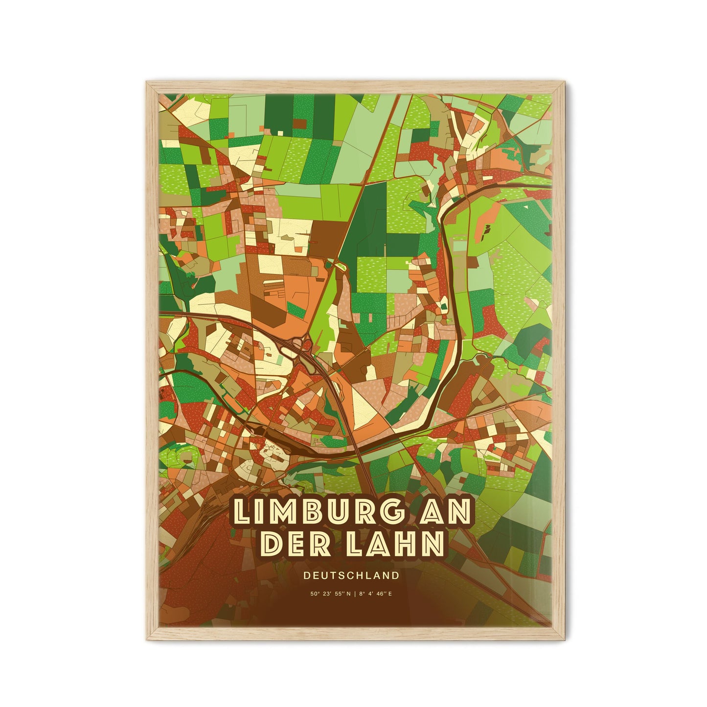 Colorful LIMBURG AN DER LAHN GERMANY Fine Art Map Farmhouse