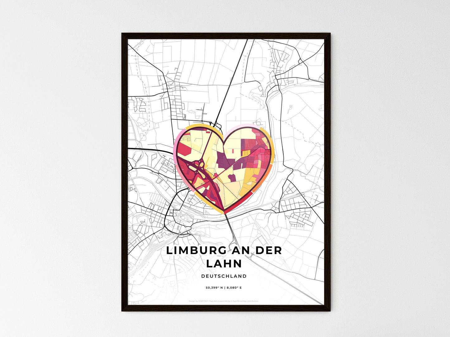Limburg An Der Lahn Germany wedding art map with heart icon