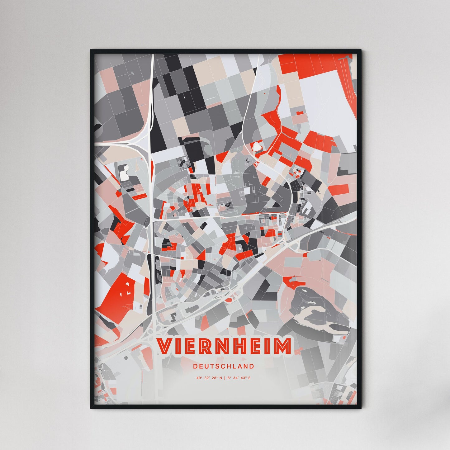 Colorful VIERNHEIM GERMANY Fine Art Map Modern