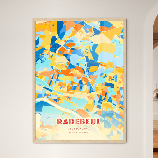 Colorful RADEBEUL GERMANY Fine Art Map Blue Orange