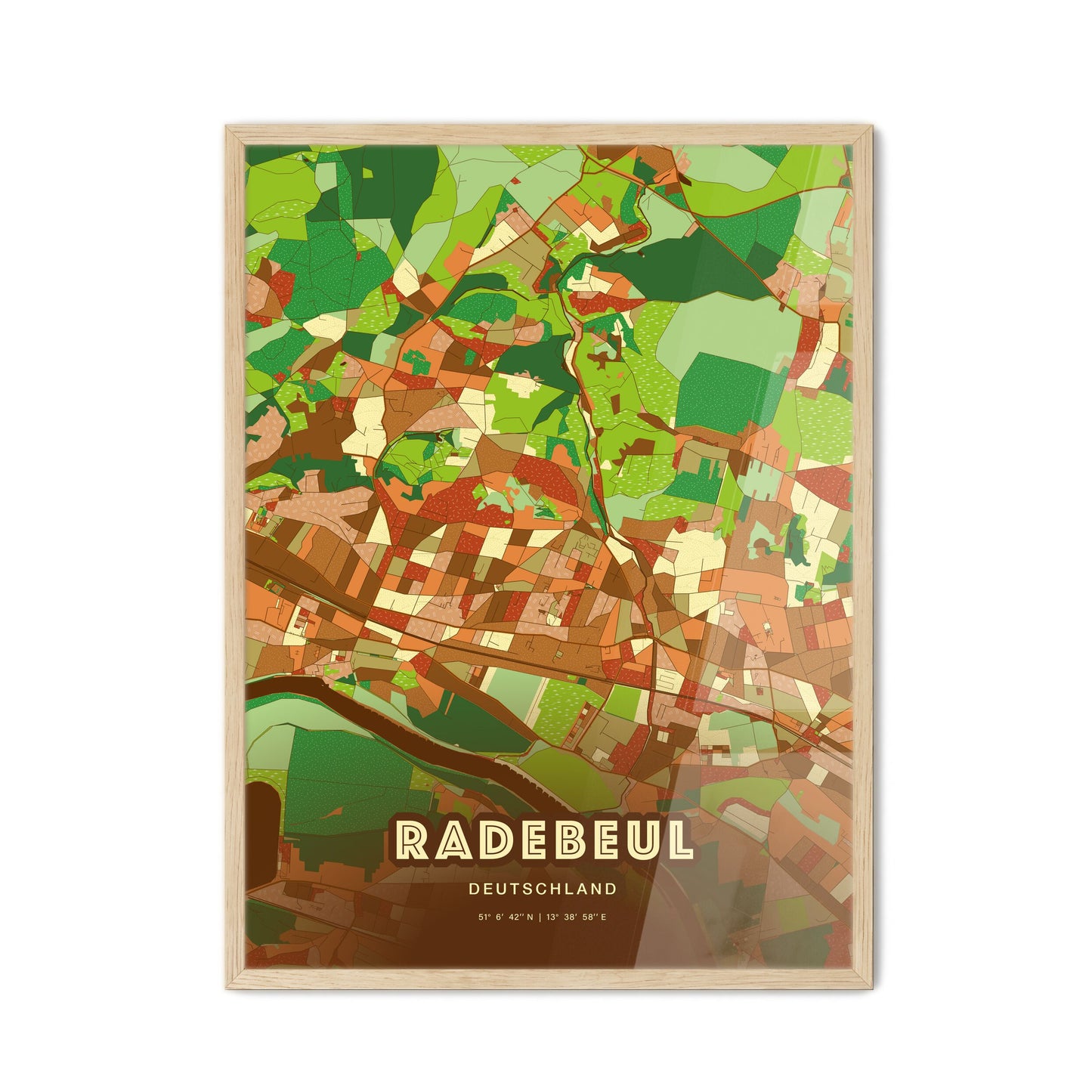 Colorful RADEBEUL GERMANY Fine Art Map Farmhouse