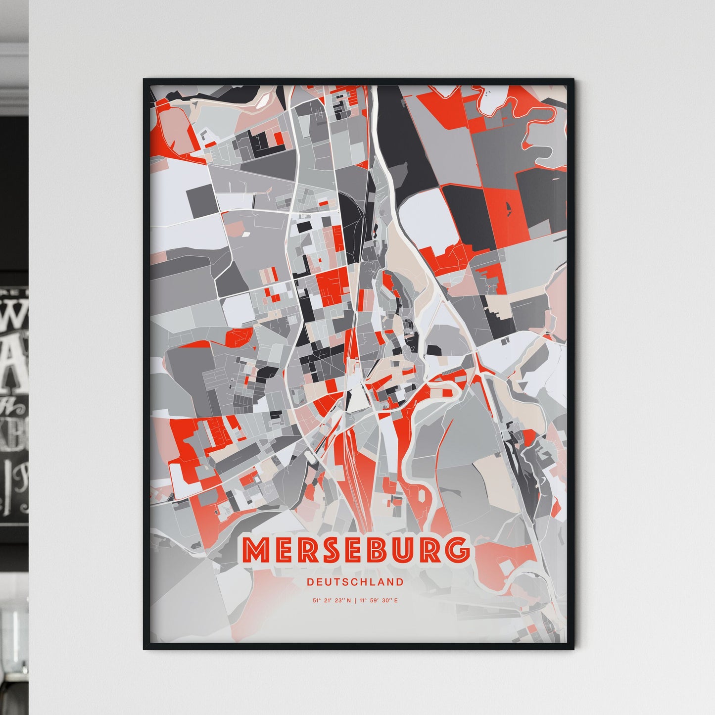 Colorful MERSEBURG GERMANY Fine Art Map Modern