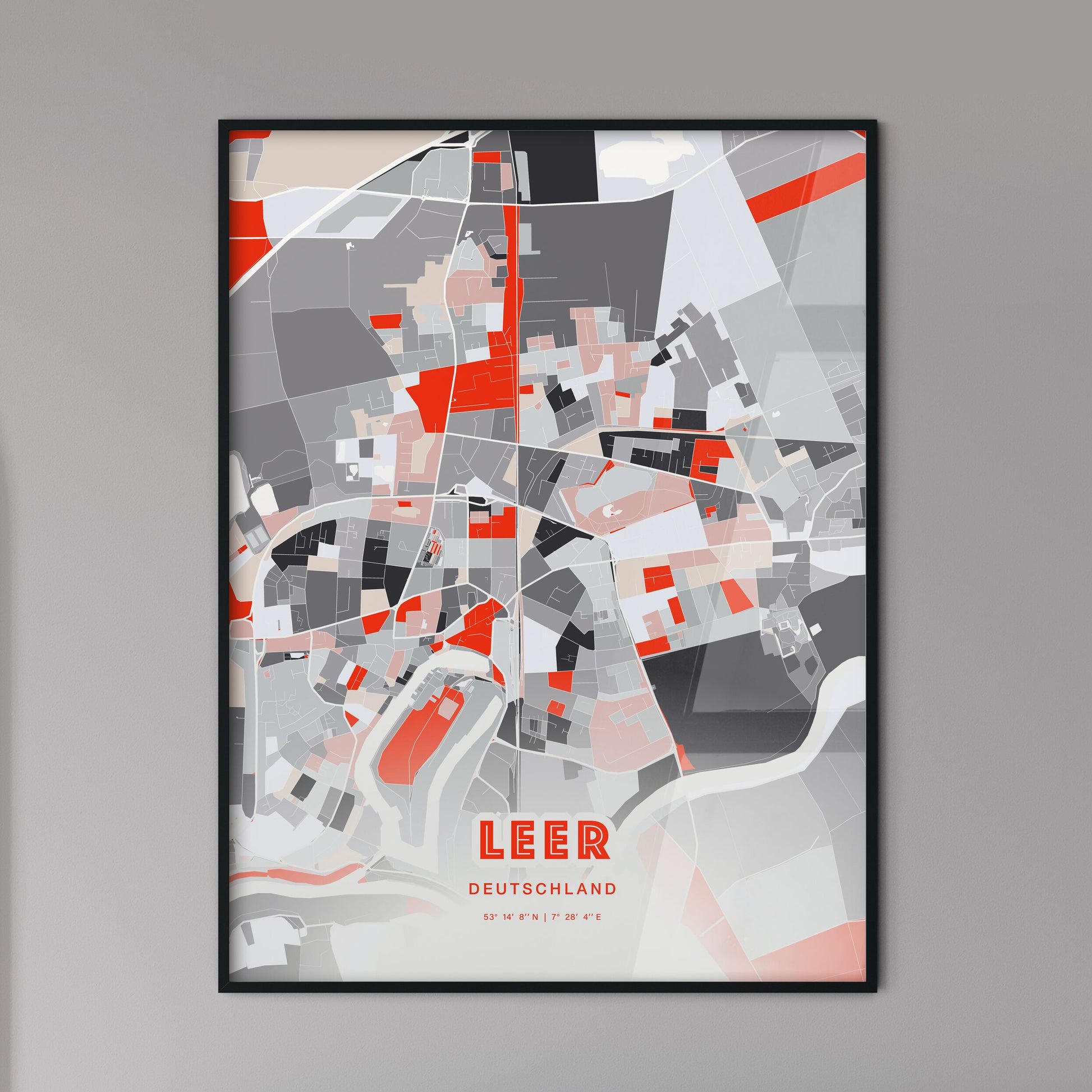 Colorful LEER GERMANY Fine Art Map Modern