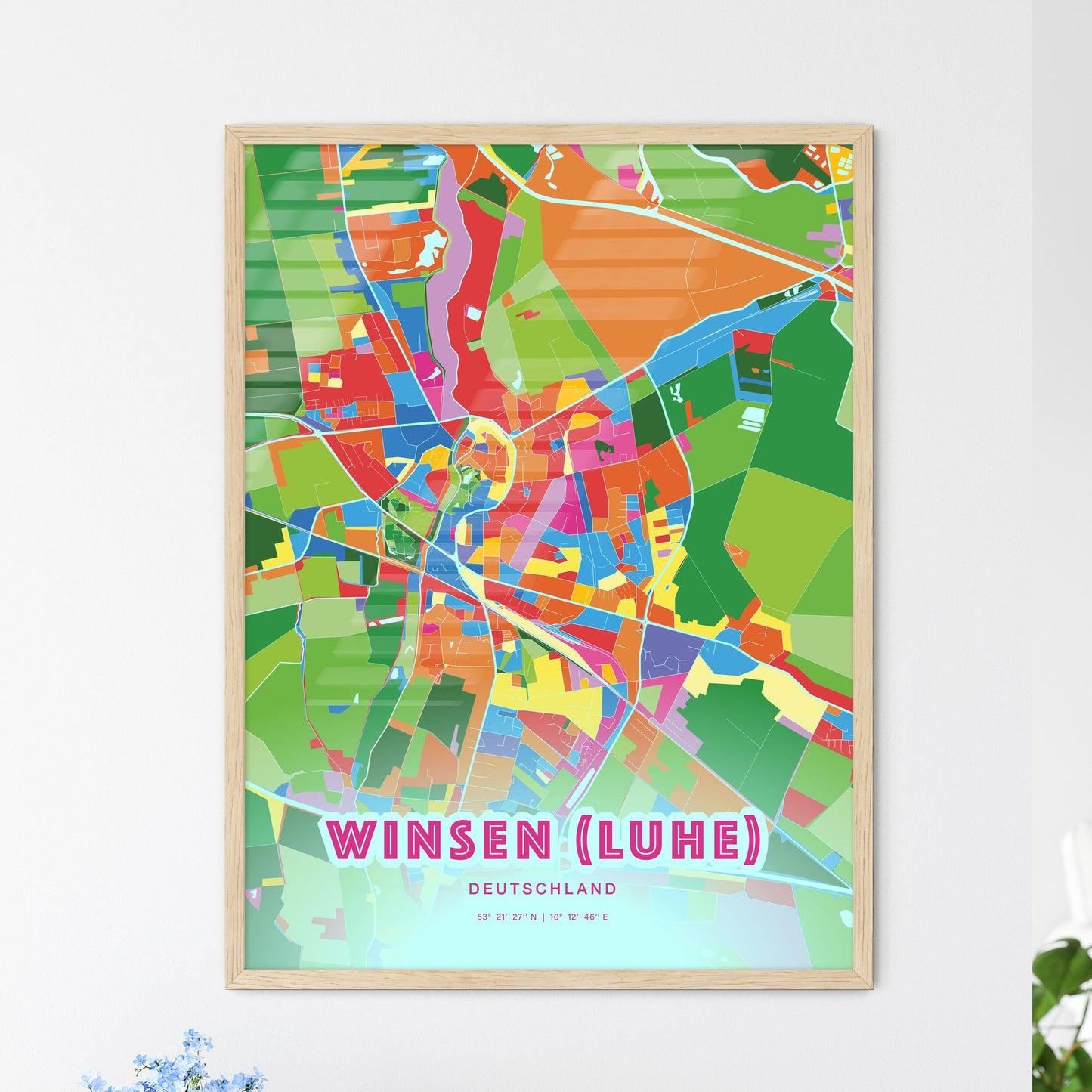 Colorful WINSEN (LUHE) GERMANY Fine Art Map Crazy Colors