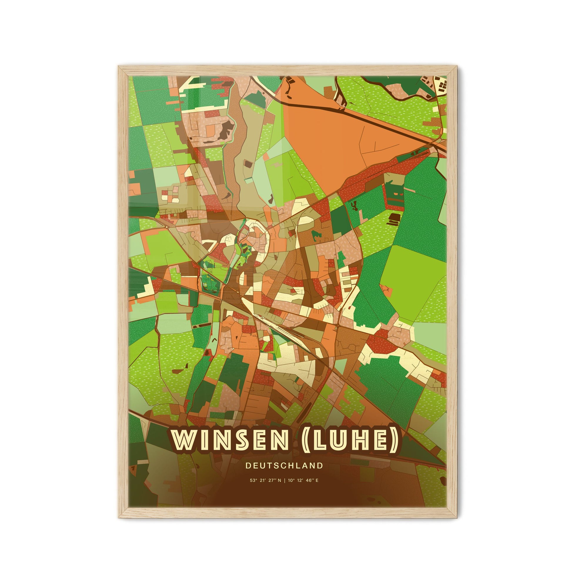 Colorful WINSEN (LUHE) GERMANY Fine Art Map Farmhouse