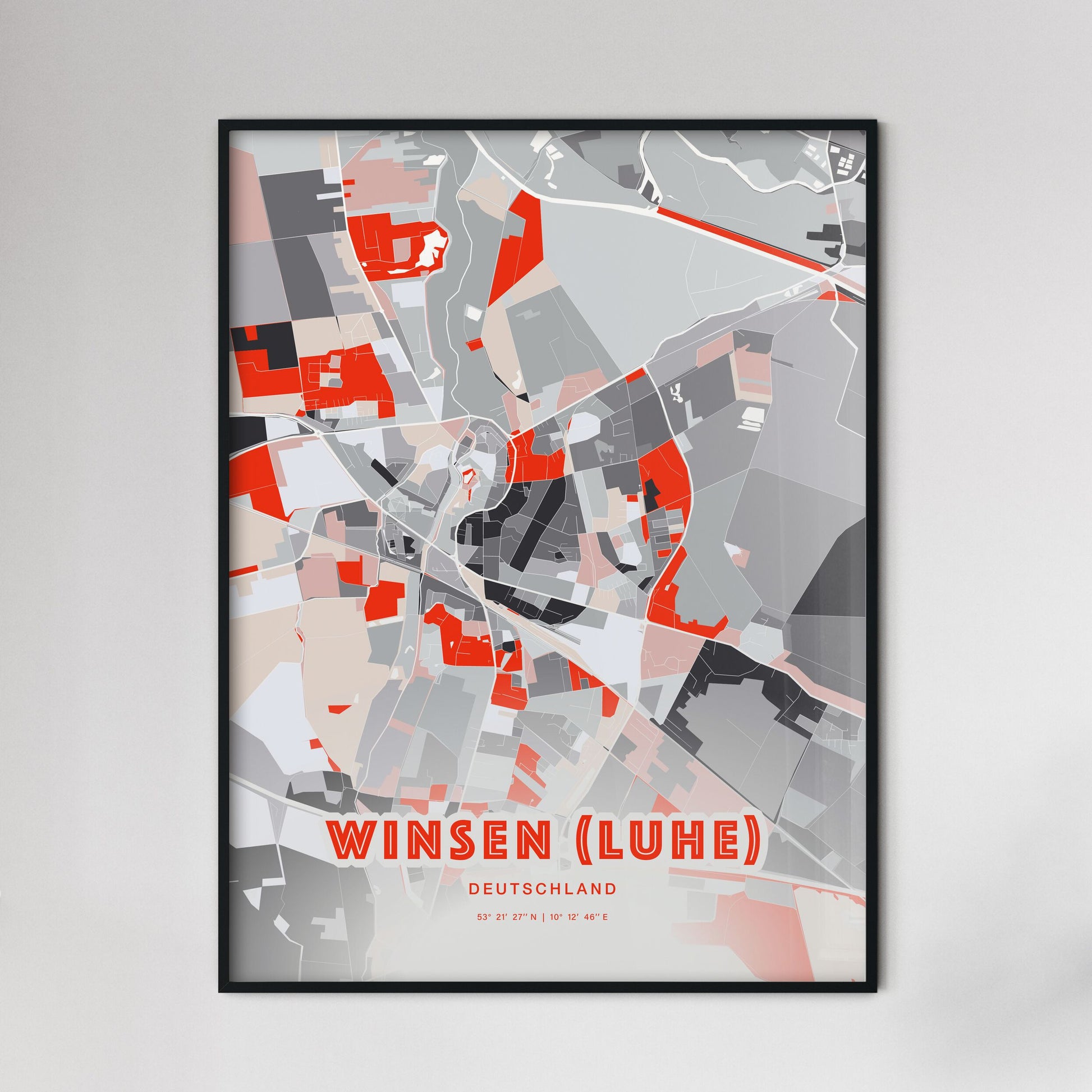 Colorful WINSEN (LUHE) GERMANY Fine Art Map Modern