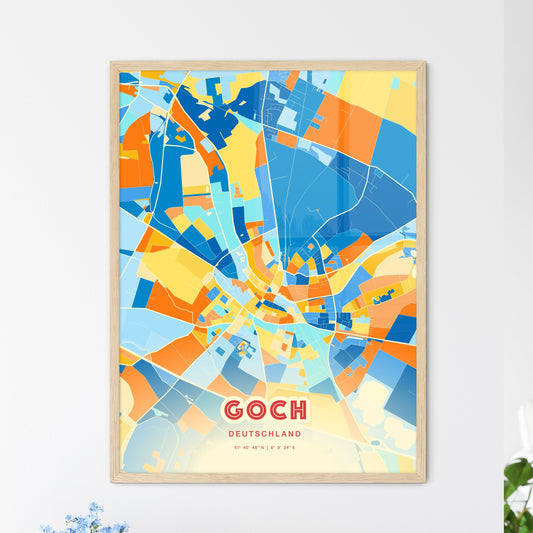 Colorful GOCH GERMANY Fine Art Map Blue Orange
