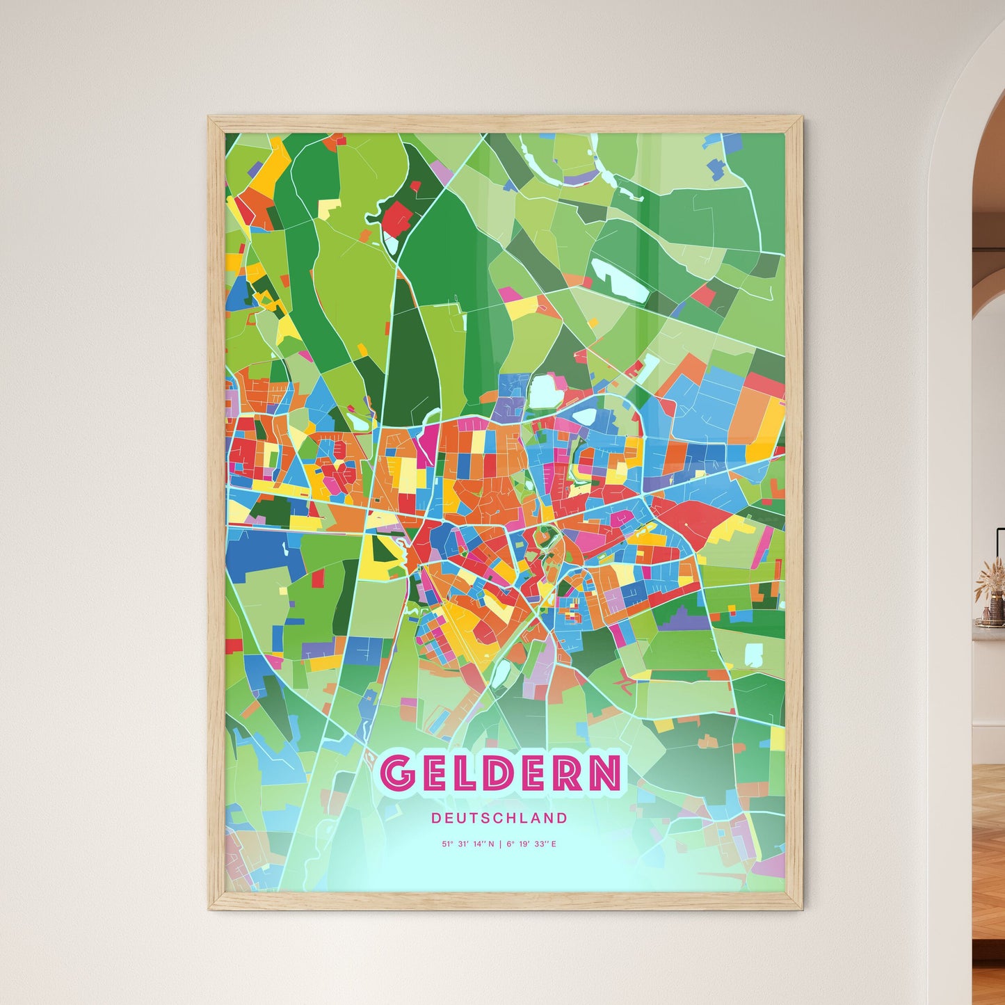 Colorful GELDERN GERMANY Fine Art Map Crazy Colors