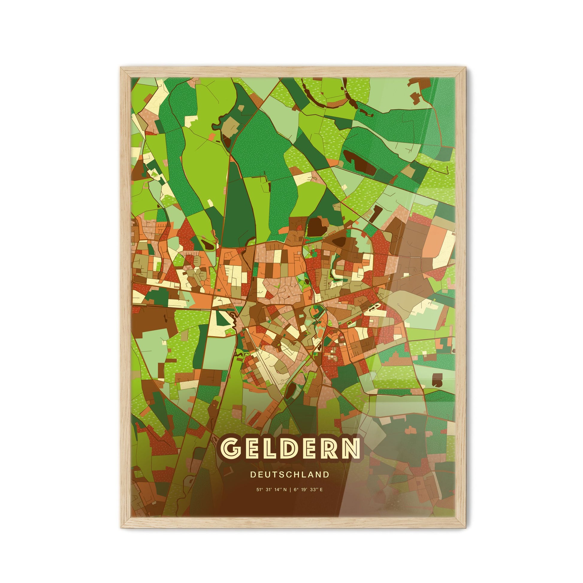 Colorful GELDERN GERMANY Fine Art Map Farmhouse