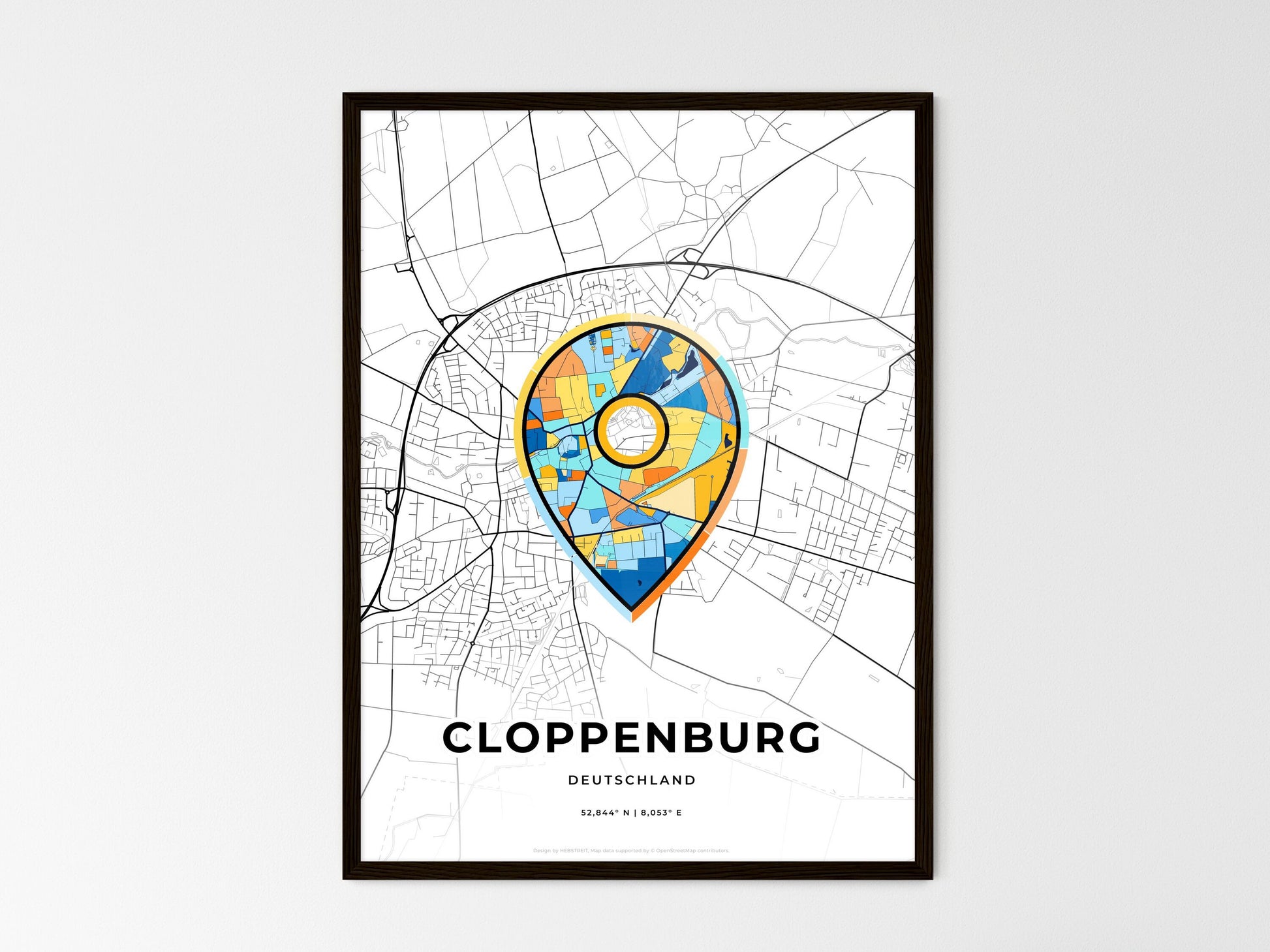 Cloppenburg Germany wedding art map with pointer icon