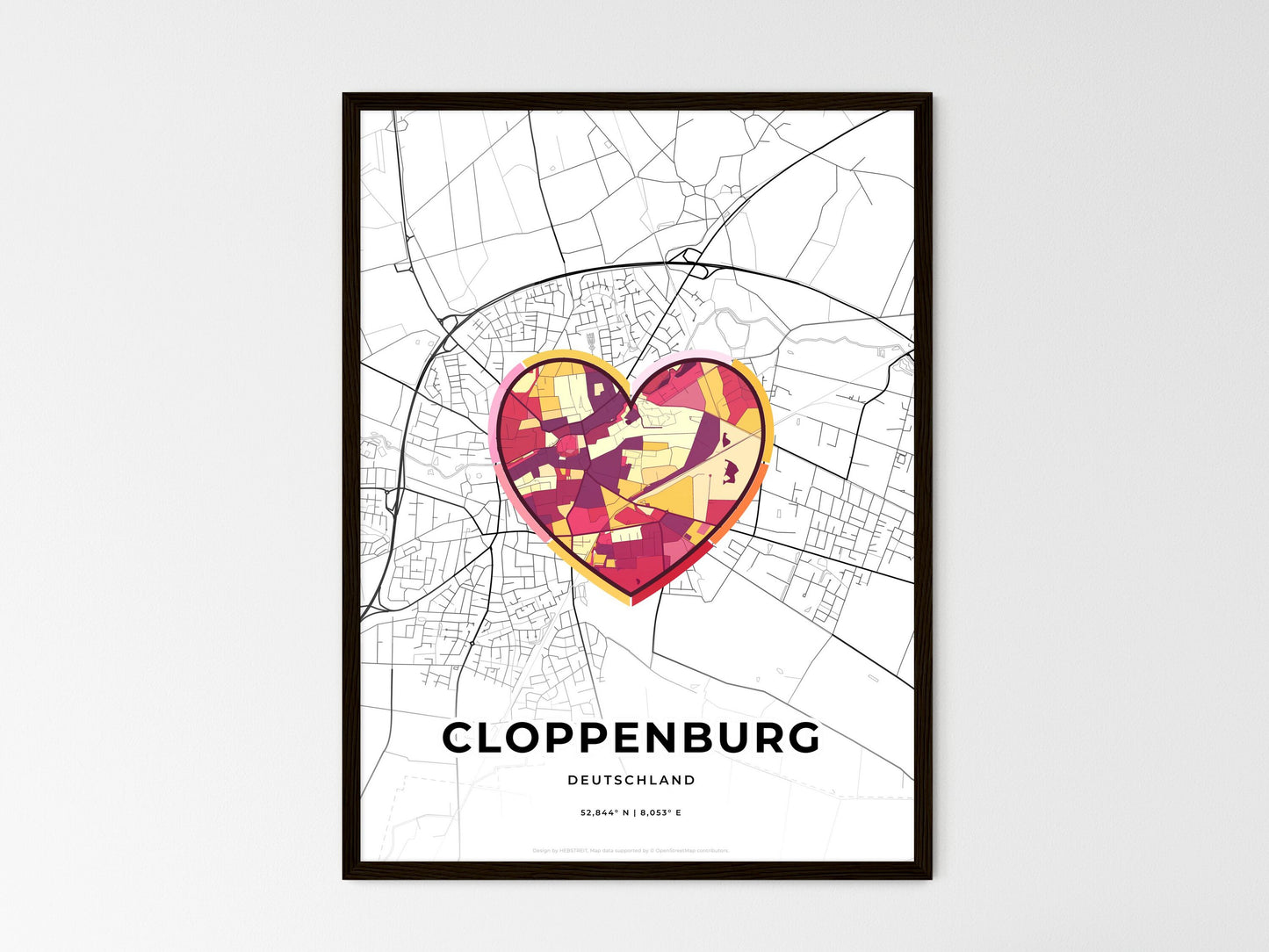 Cloppenburg Germany wedding art map with heart icon
