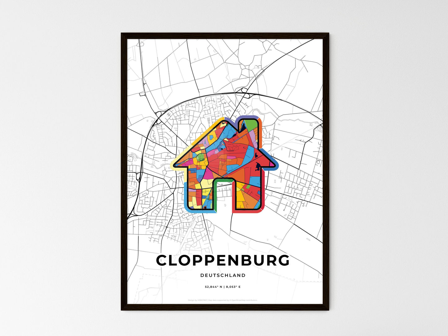 Cloppenburg Germany wedding art map with home icon