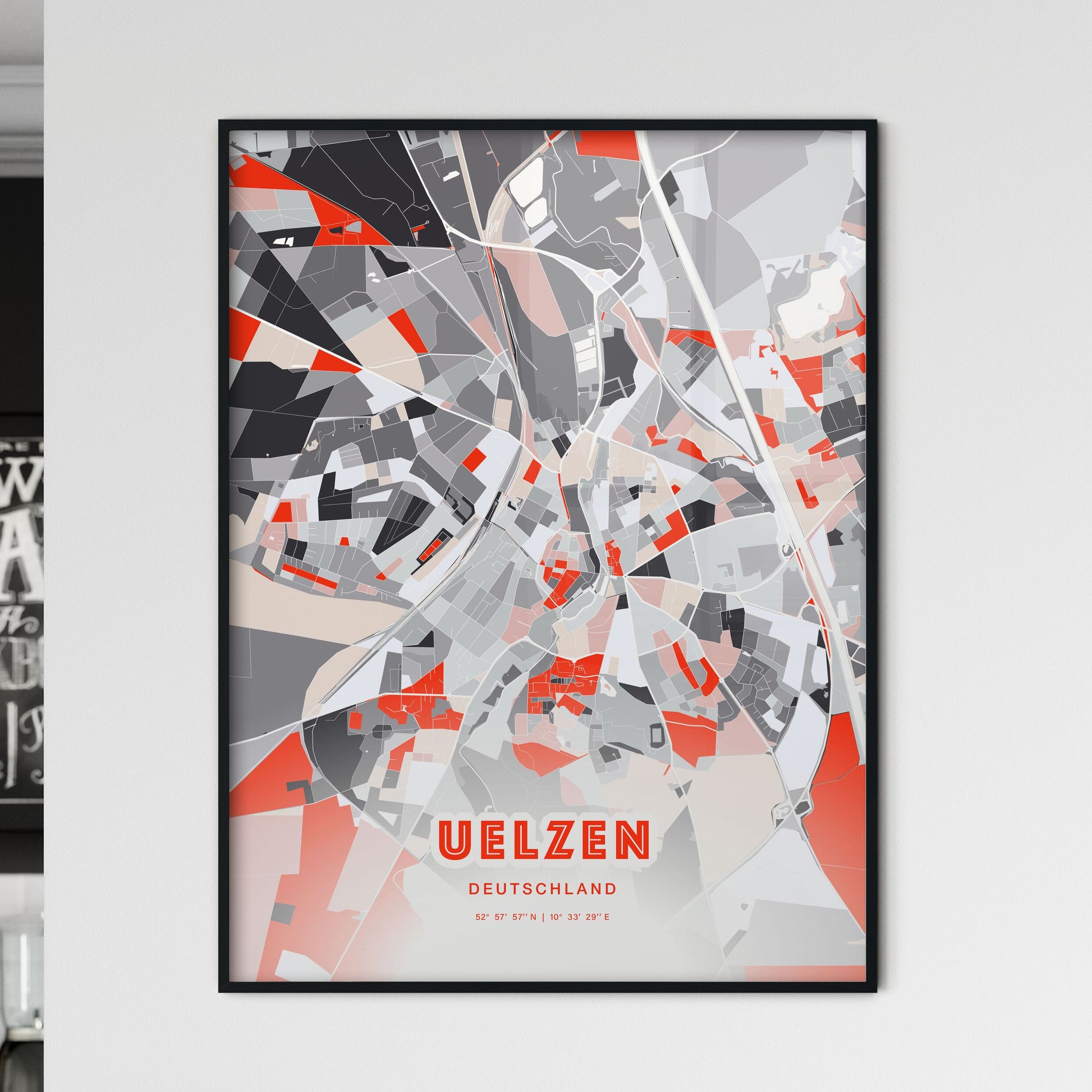 Colorful UELZEN GERMANY Fine Art Map Modern