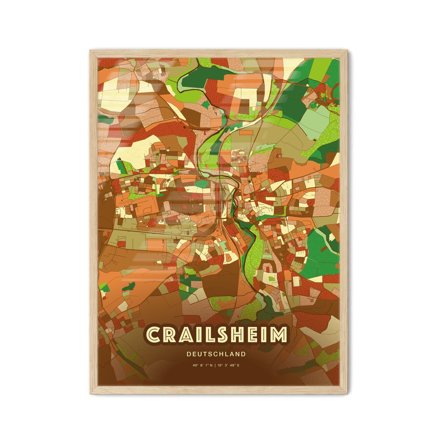 Colorful CRAILSHEIM GERMANY Fine Art Map Farmhouse