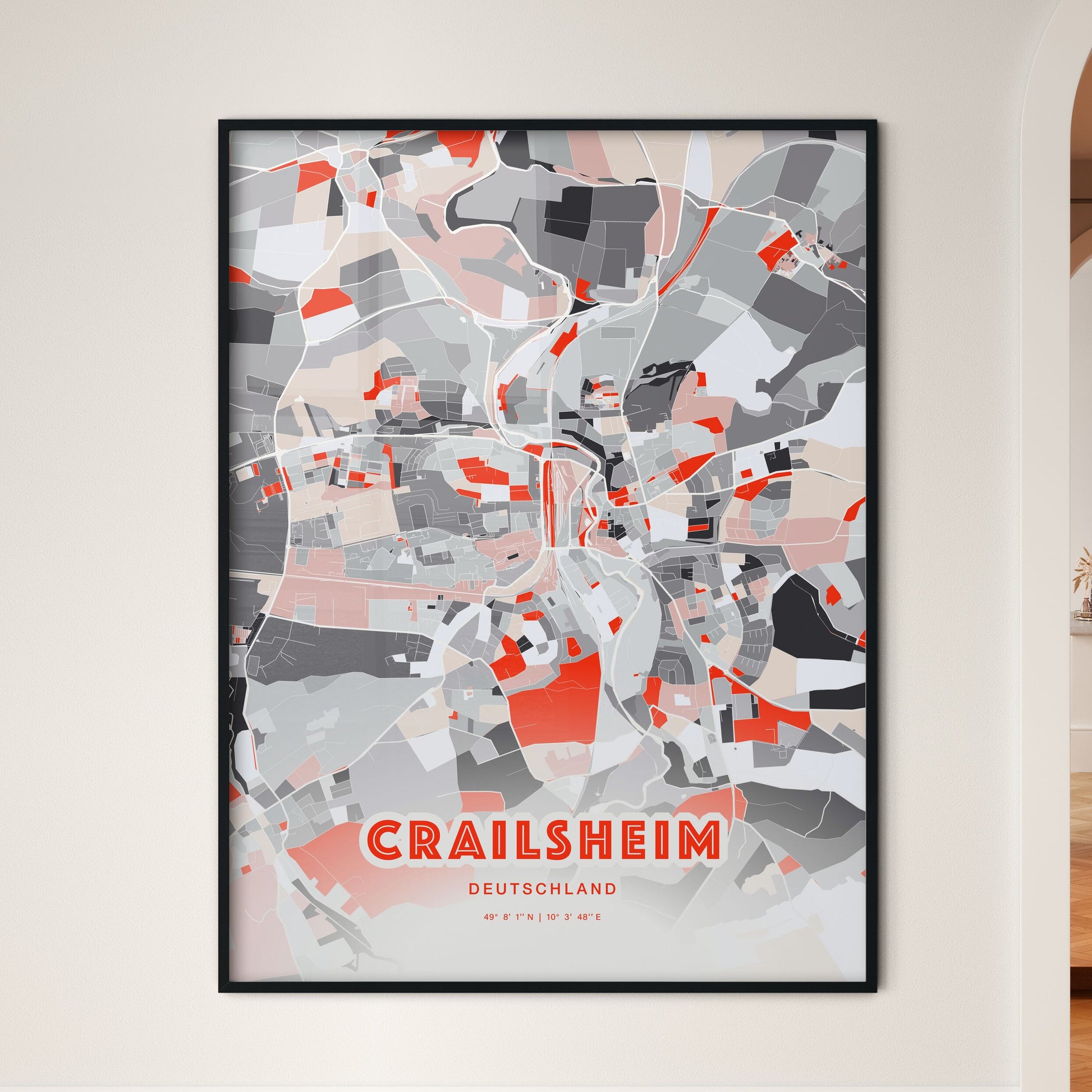 Colorful CRAILSHEIM GERMANY Fine Art Map Modern