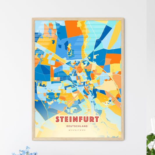 Colorful STEINFURT GERMANY Fine Art Map Blue Orange