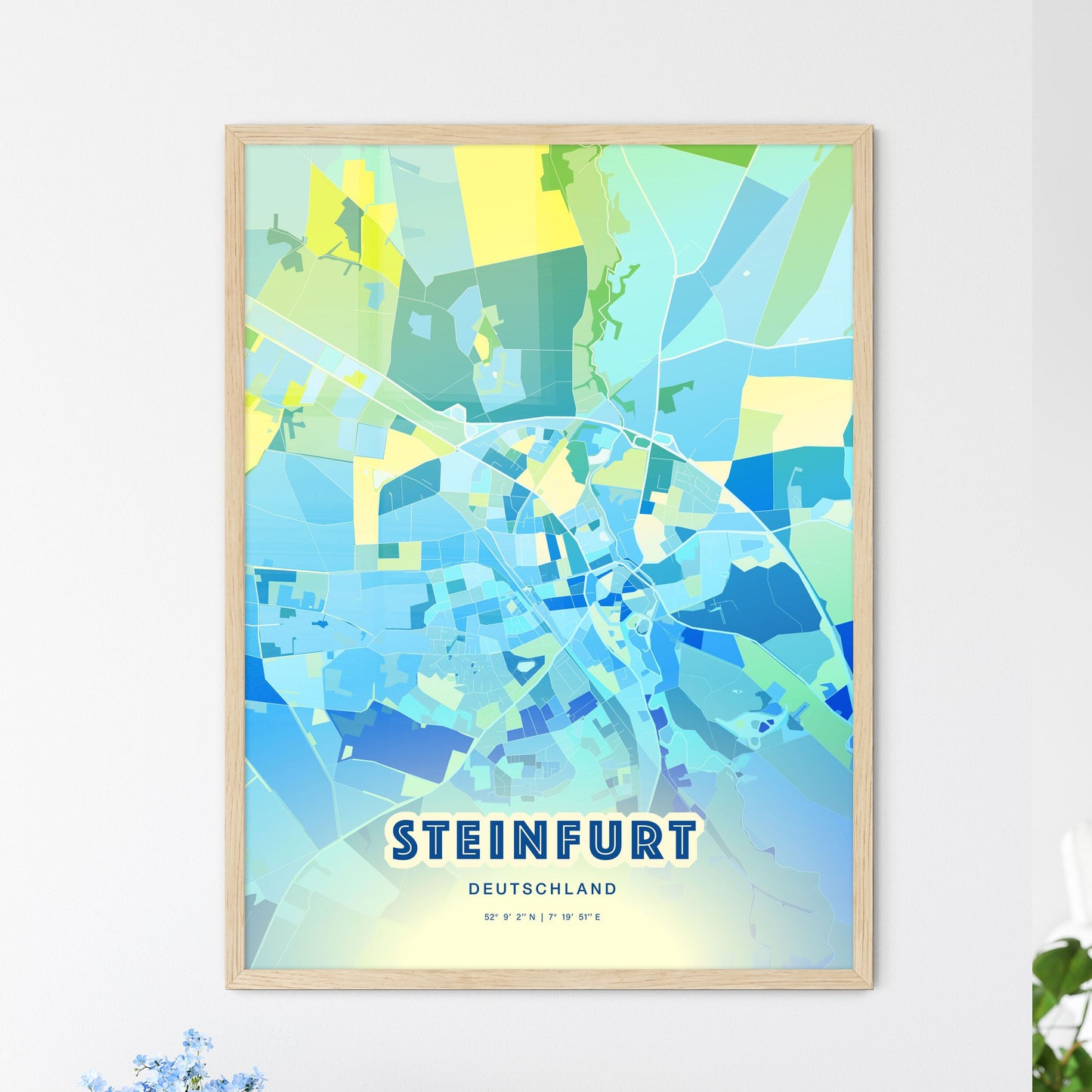 Colorful STEINFURT GERMANY Fine Art Map Cool Blue