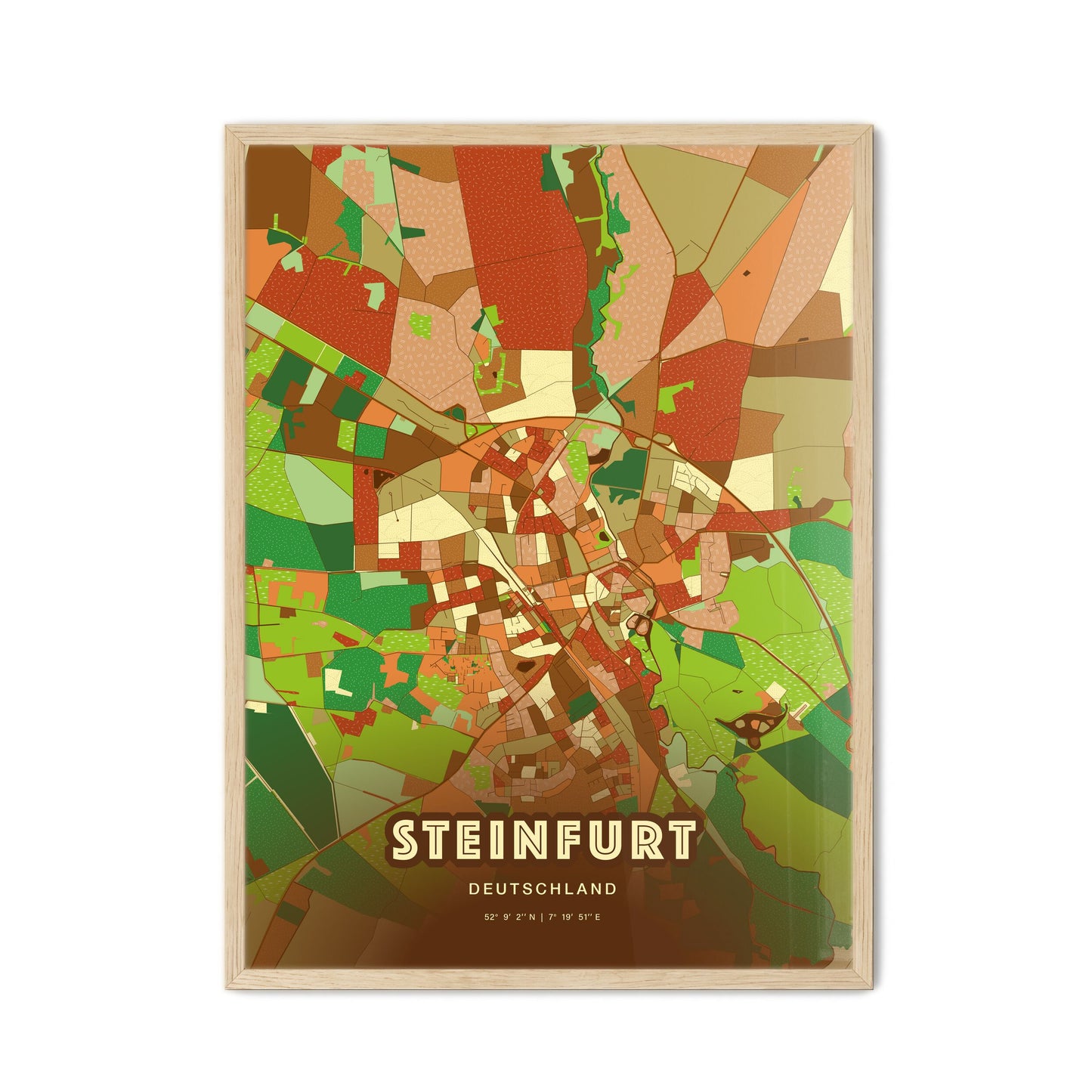 Colorful STEINFURT GERMANY Fine Art Map Farmhouse