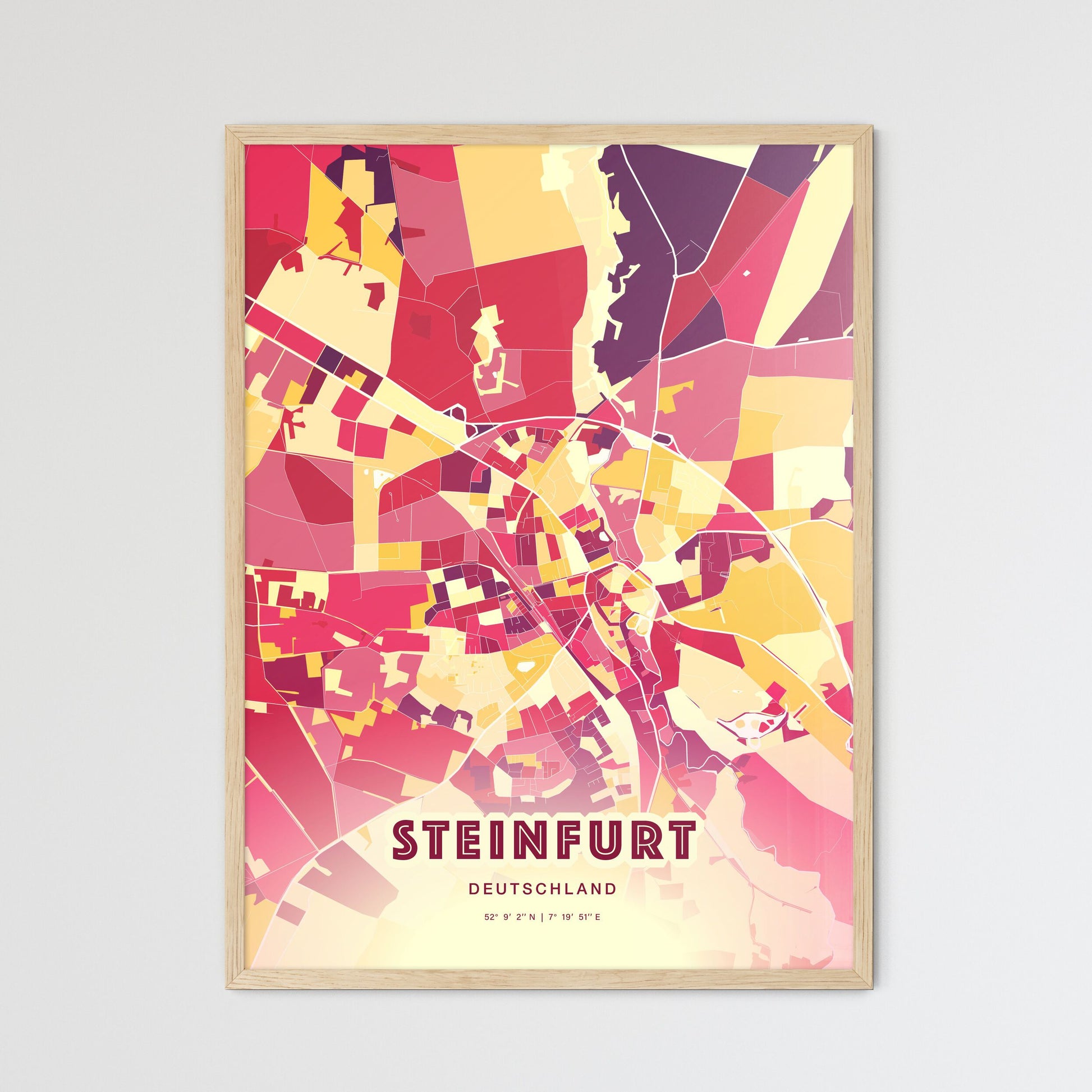 Colorful STEINFURT GERMANY Fine Art Map Hot Red