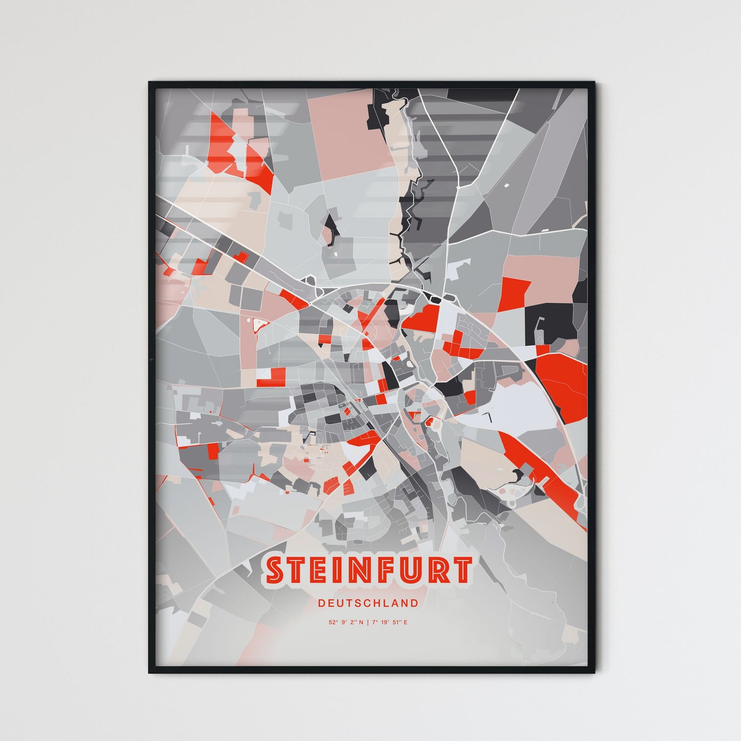 Colorful STEINFURT GERMANY Fine Art Map Modern