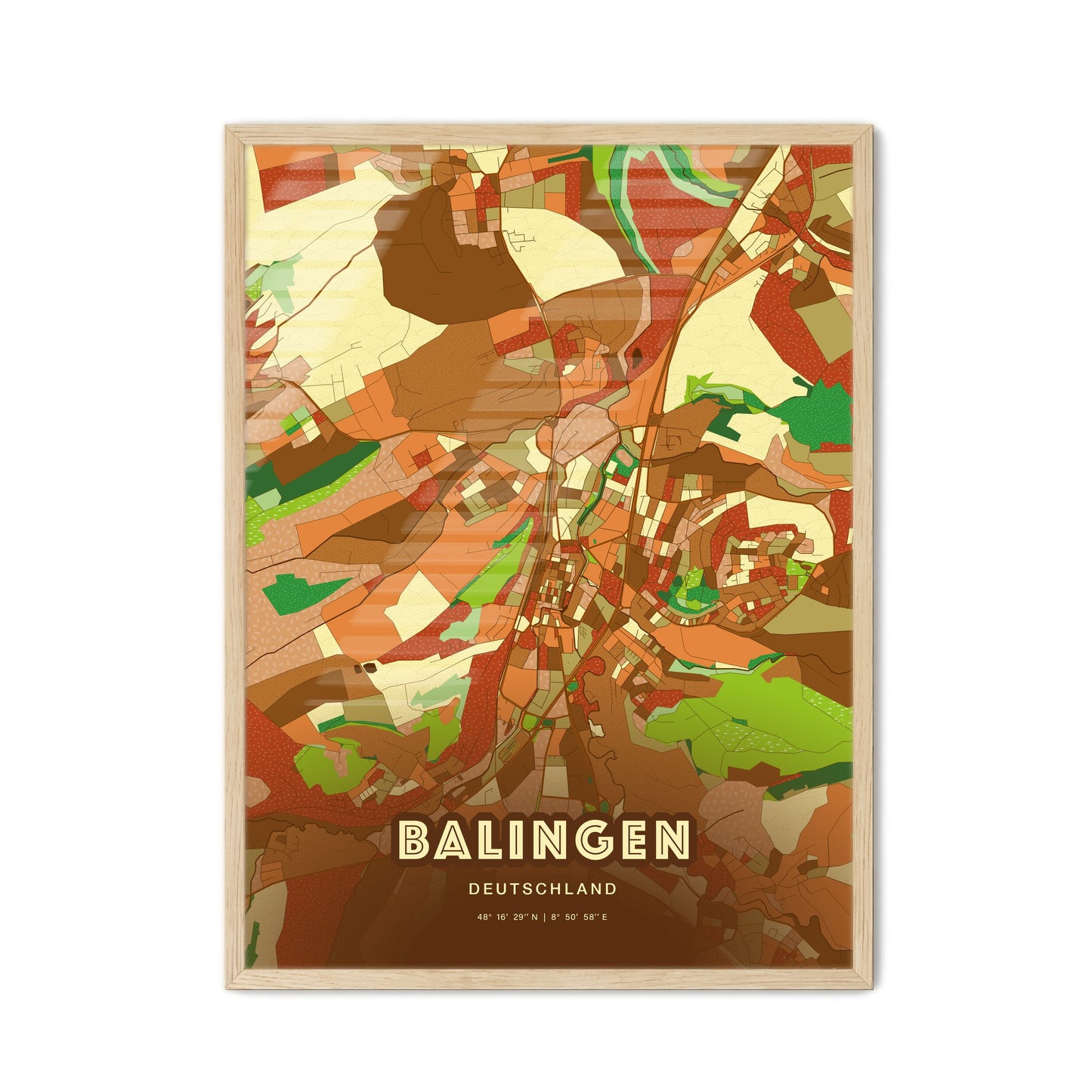 Colorful BALINGEN GERMANY Fine Art Map Farmhouse