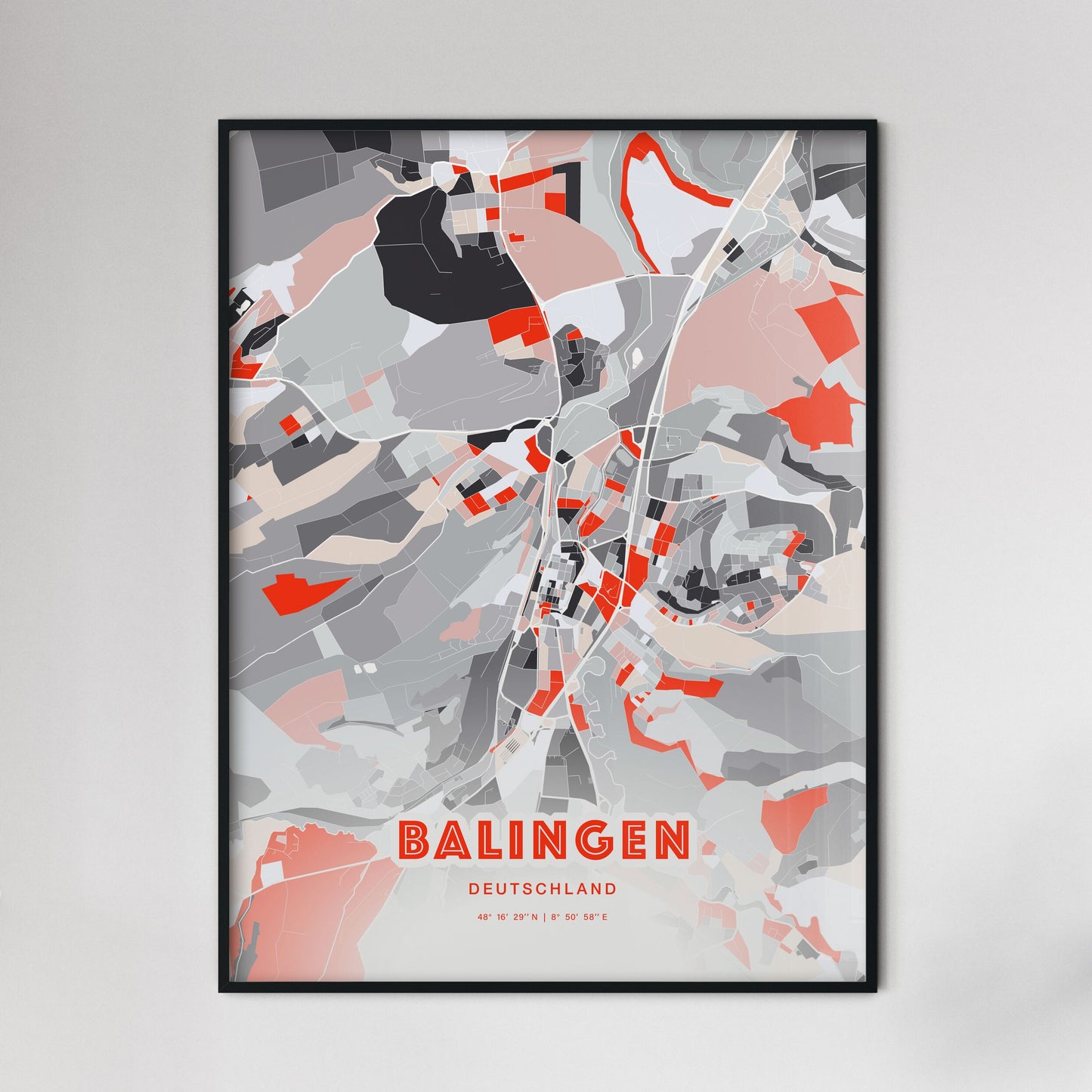 Colorful BALINGEN GERMANY Fine Art Map Modern