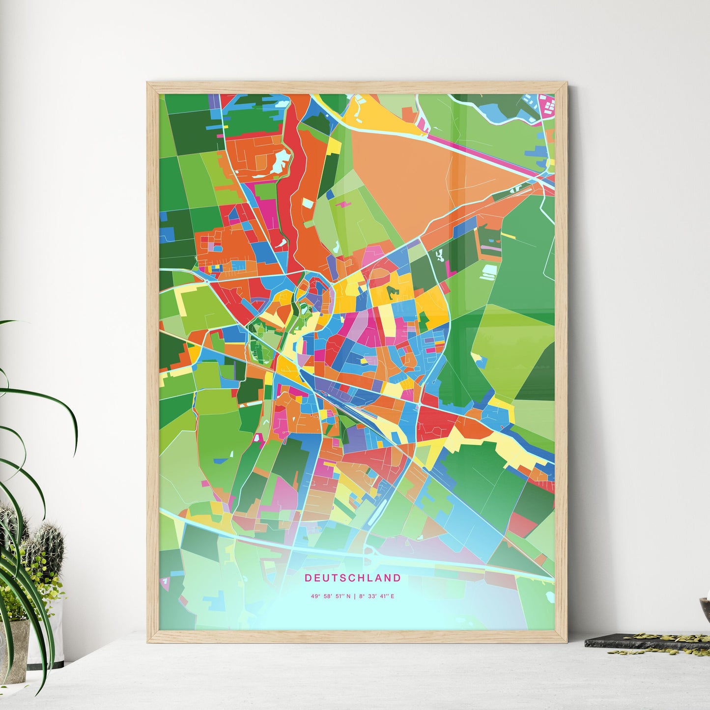 Colorful MORFELDEN-WALLDORF GERMANY Fine Art Map Crazy Colors