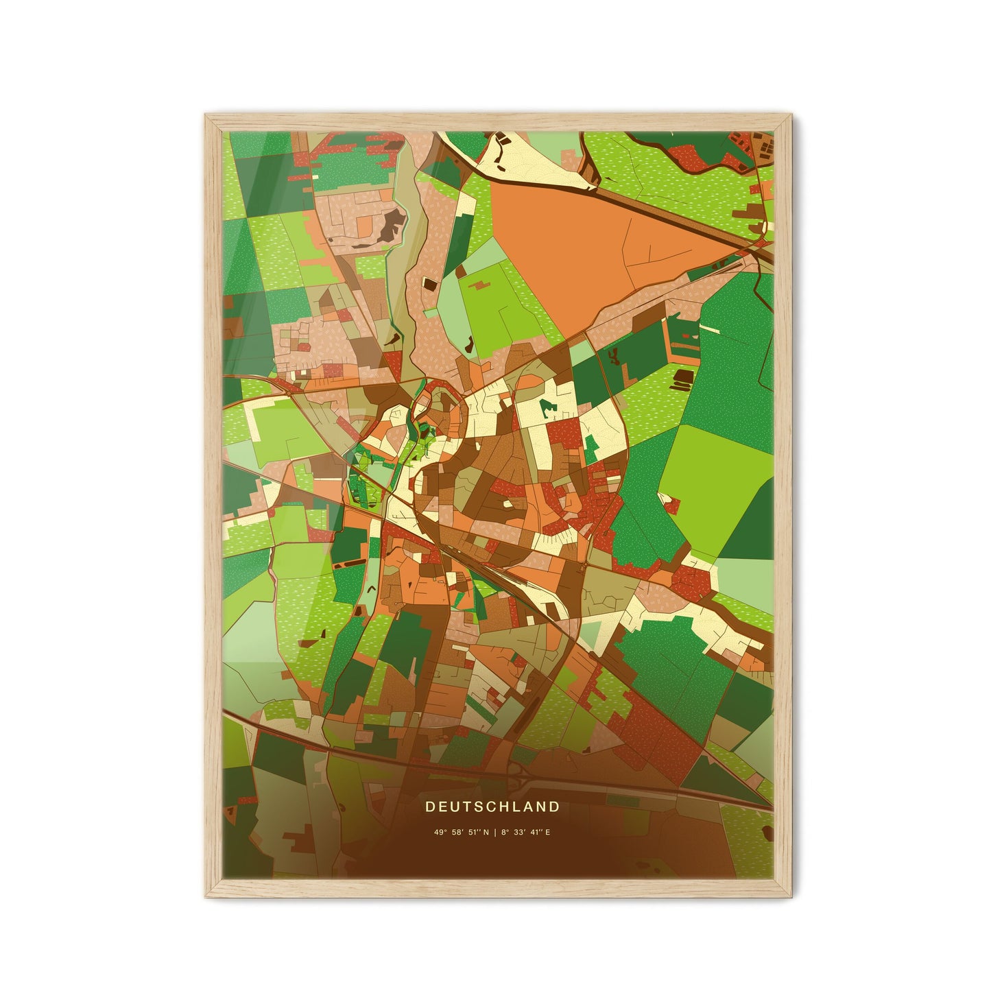 Colorful MORFELDEN-WALLDORF GERMANY Fine Art Map Farmhouse