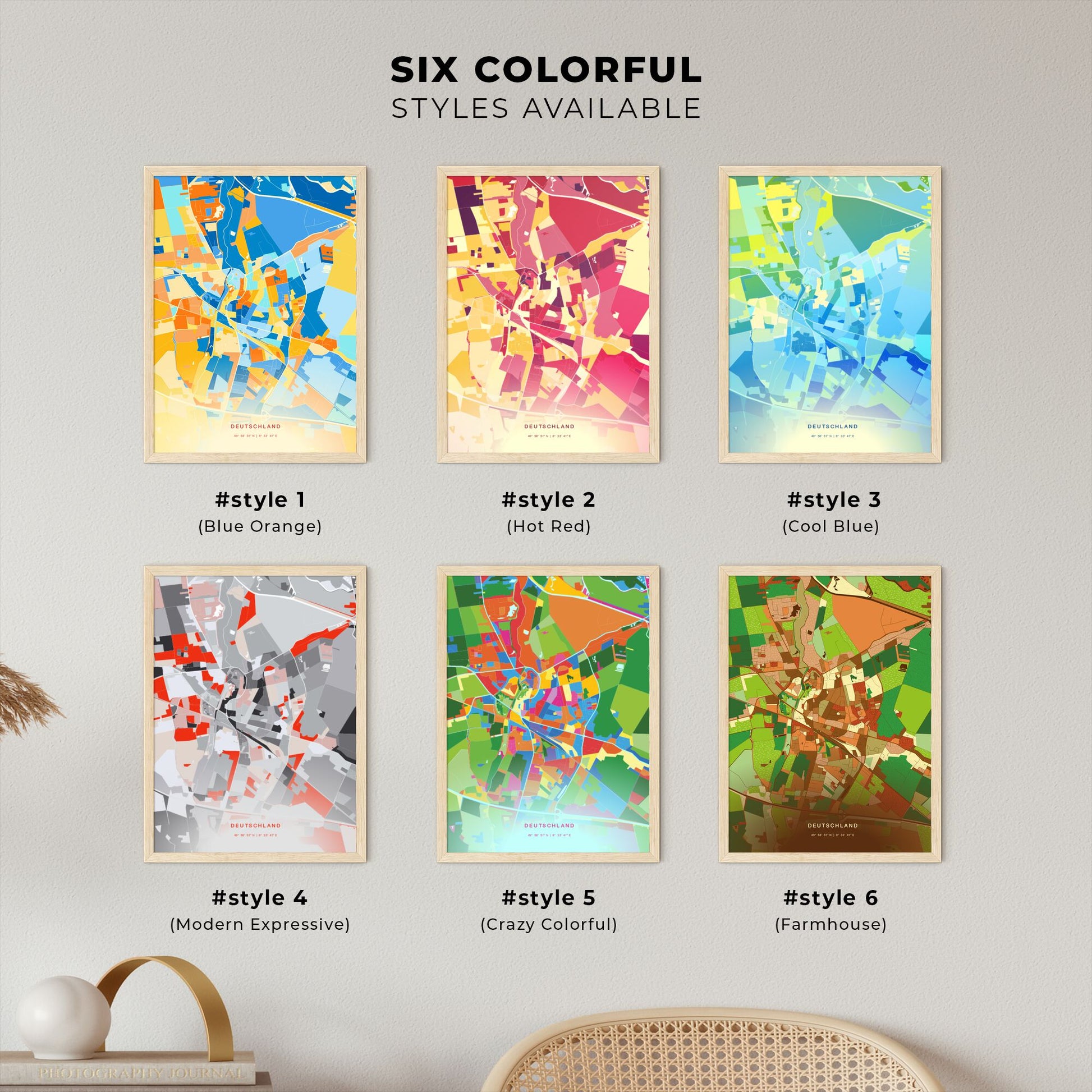 Colorful MORFELDEN-WALLDORF GERMANY Fine Art Map Blue Orange