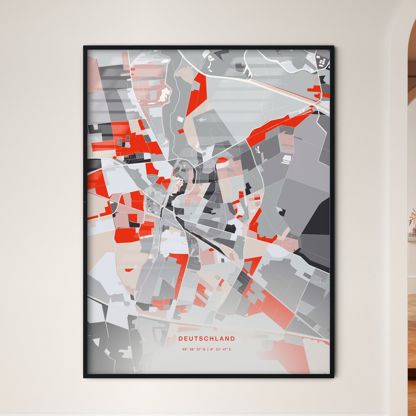 Colorful MORFELDEN-WALLDORF GERMANY Fine Art Map Modern