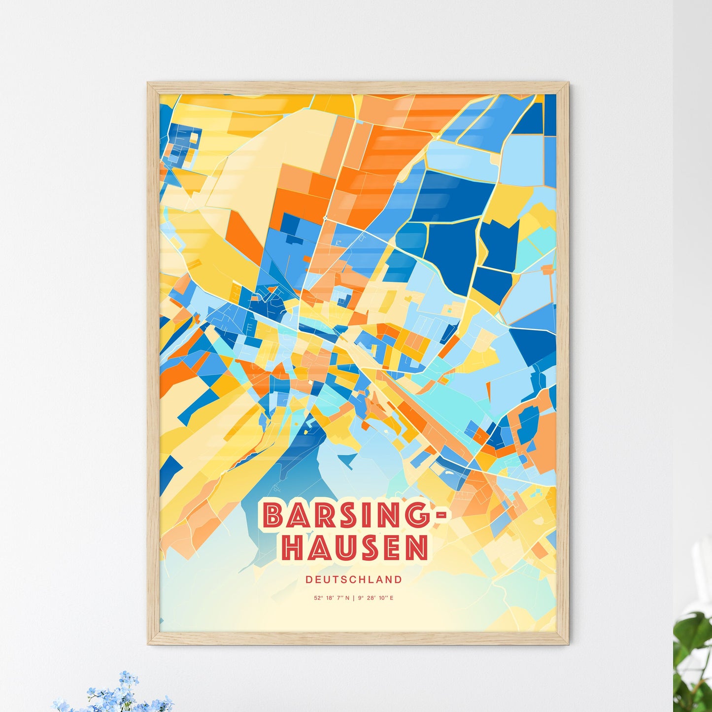 Colorful BARSINGHAUSEN GERMANY Fine Art Map Blue Orange