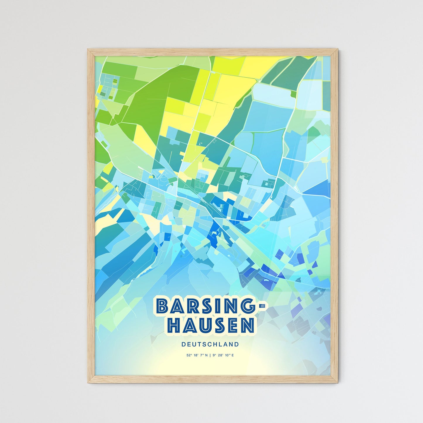 Colorful BARSINGHAUSEN GERMANY Fine Art Map Cool Blue