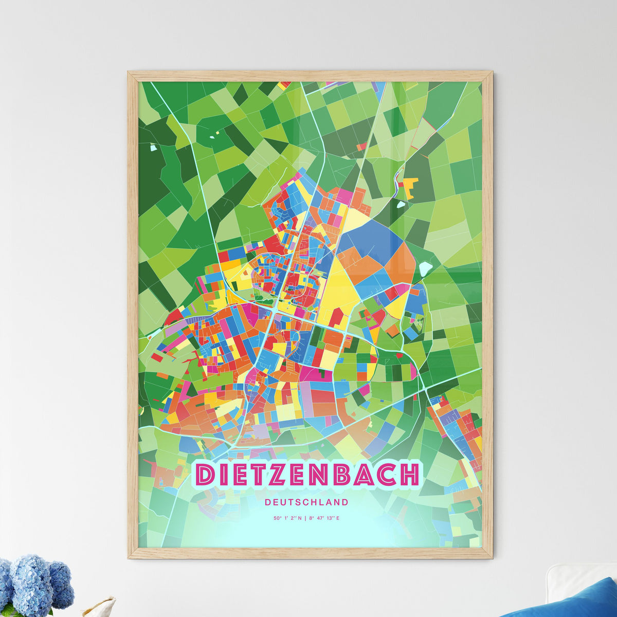 Colorful DIETZENBACH GERMANY Fine Art Map Crazy Colors