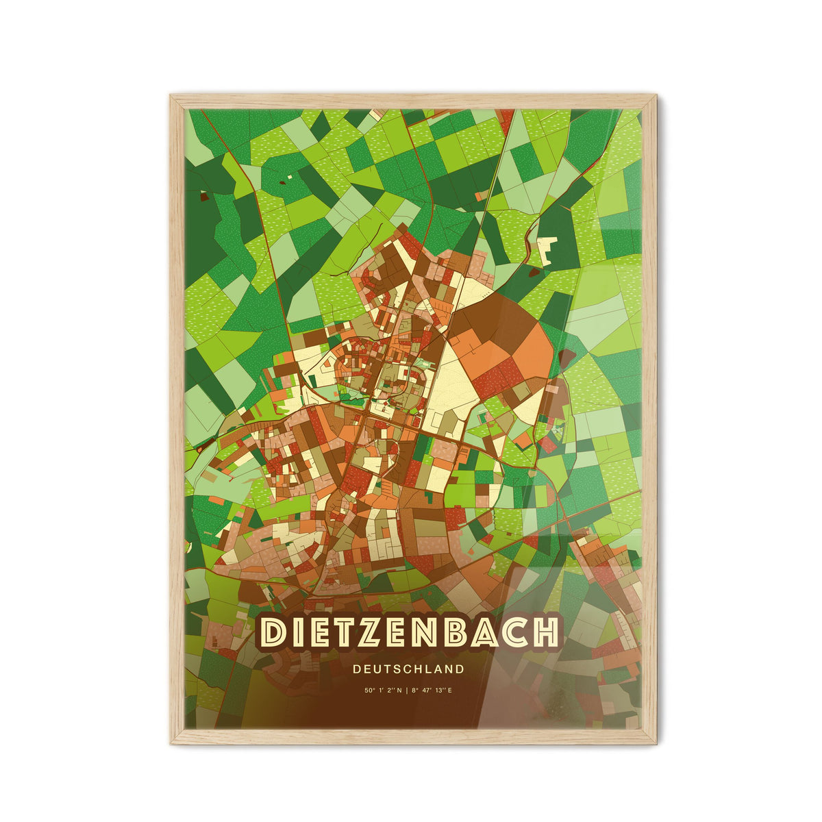 Colorful DIETZENBACH GERMANY Fine Art Map Farmhouse