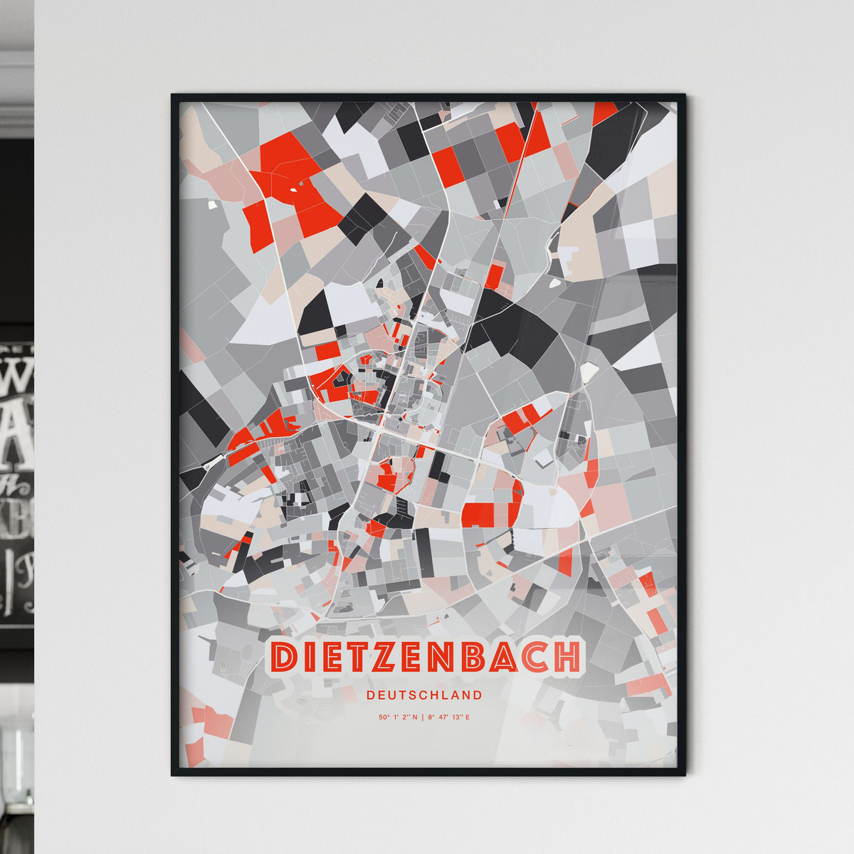Colorful DIETZENBACH GERMANY Fine Art Map Modern