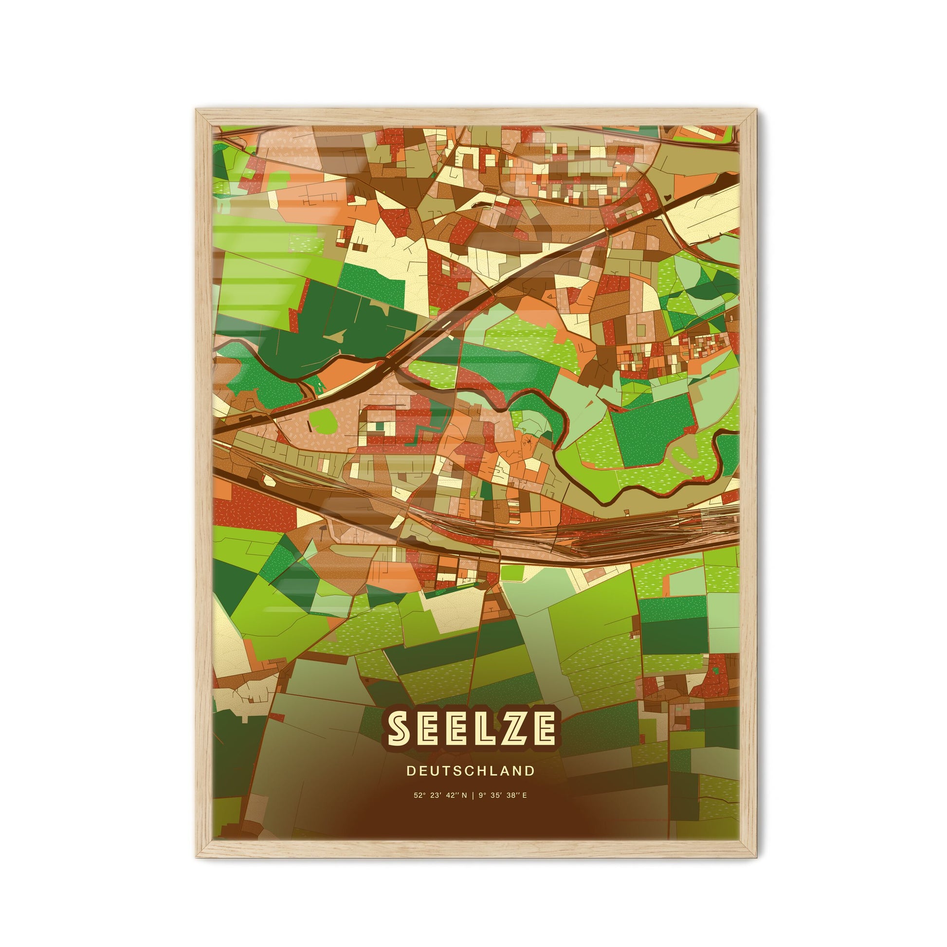 Colorful SEELZE GERMANY Fine Art Map Farmhouse