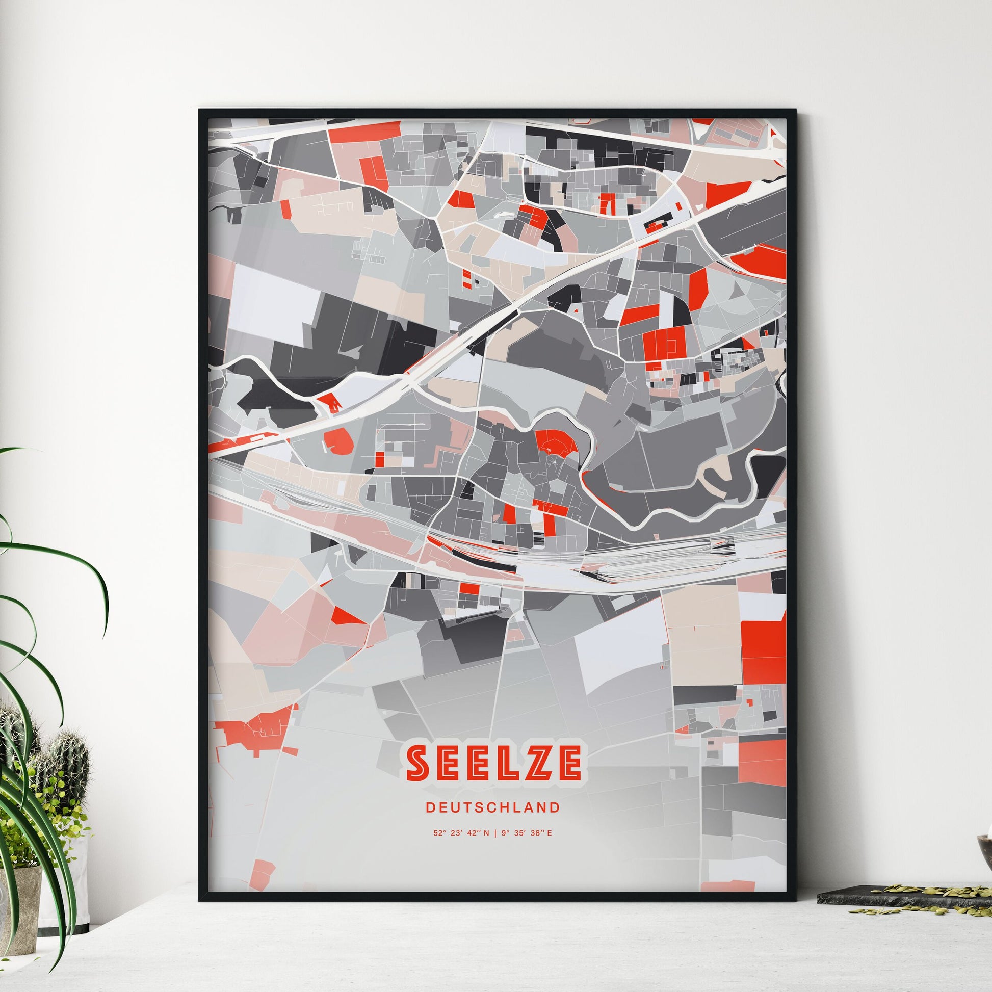 Colorful SEELZE GERMANY Fine Art Map Modern