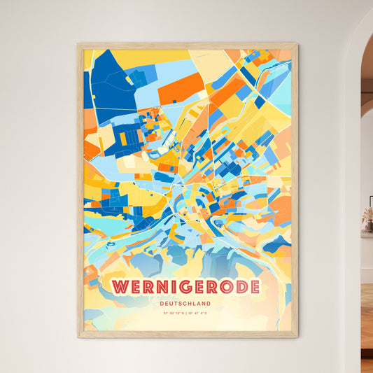 Colorful WERNIGERODE GERMANY Fine Art Map Blue Orange